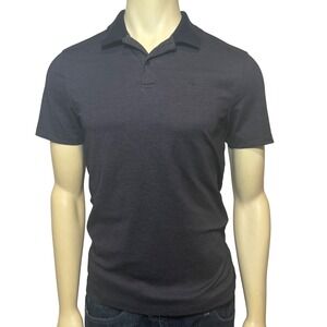 Calvin Klein Mens Short Sleeve Polo Shirt Gray Navy Blue Marl CK Logo Small